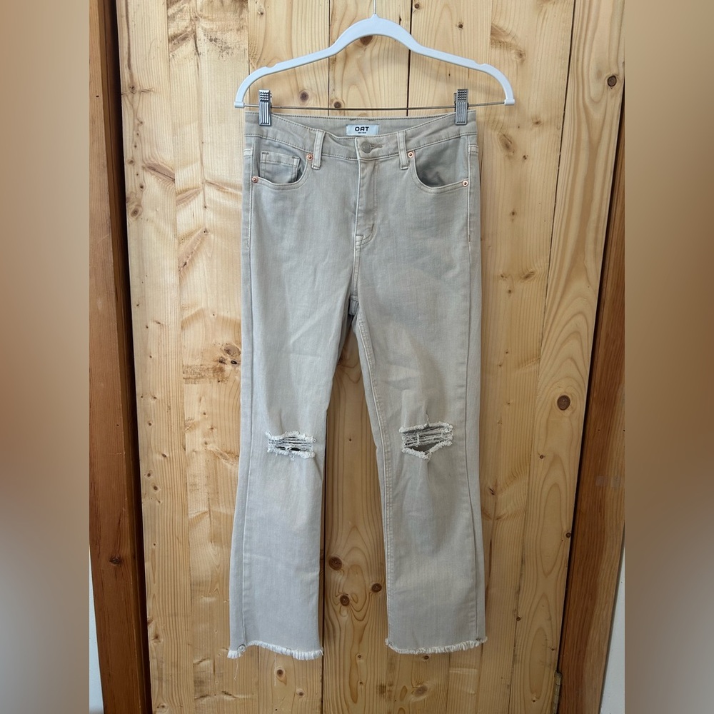 Oat New York Tan Distressed Women Jeans
